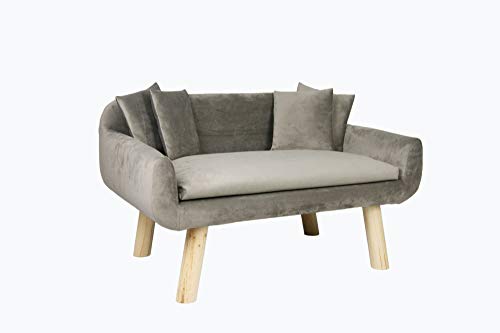 Lycce Retro-Tiersofa Velvet für Hunde und Katzen mit Kissen Schlafplatz für Hunde und Katzen Taupe Größe 1 von Lycce