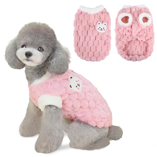 Lyneun Hundepullover, Hunde Pullover Hund, Warm Pullover für Hunde, Einfarbig hundepulli, Bequem und Weich Winter Welpenpullover für Hunde (Rosa, M) von Lyneun