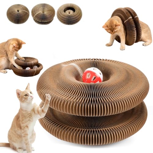 katzenkringel, Kitty Kurlz, Kitty Kurlz Cats Toy, Foldable Accordion Cat Toy, Magic Organ Cat Scratcher Board for Indoor, with Bell Balls and Track Adventure, Interactive Mental Physical Exercise von Lyoveu