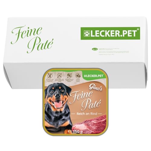 Lecker.Pet® | 11 x 150 g Gino's Feine Paté Reich an Rind Hunde Nassfutter | Hochwertiges Hundefutter | Natürlich & ohne Zuckerzusätze | Reich an Proteinen & Mineralien | Getreidefrei & Glutenfrei von Lyra Pet