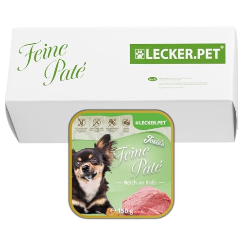 Lecker.Pet® | 11 x 150 g Josie's Feine Paté Reich an Kalb Hunde Nassfutter | Hochwertiges Hundefutter | Natürlich & ohne Zuckerzusätze | Reich an Proteinen & Fleisch | Getreidefrei & Glutenfrei von Lyra Pet