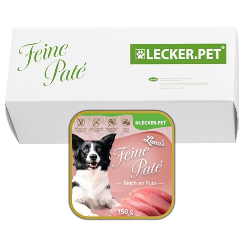 Lecker.Pet® | 11 x 150 g Luna's Feine Paté Reich an Pute Hunde Nassfutter | Hochwertiges Hundefutter | Natürlich & ohne Zuckerzusätze | Reich an Proteinen & Mineralien | Getreidefrei & Glutenfrei von Lyra Pet