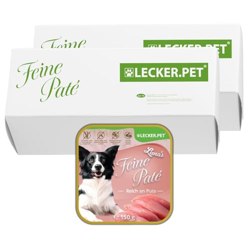 Lecker.Pet® | 22 x 150 g Luna's Feine Paté Reich an Pute Hunde Nassfutter | Hochwertiges Hundefutter | Natürlich & ohne Zuckerzusätze | Reich an Proteinen & Mineralien | Getreidefrei & Glutenfrei von Lyra Pet