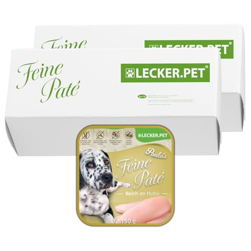 Lecker.Pet® | 22 x 150 g Paula's Feine Paté Reich an Huhn Hunde Nassfutter | Hochwertiges Hundefutter | Natürlich & ohne Zuckerzusätze | Reich an Proteinen & Mineralien | Getreidefrei & Glutenfrei von Lyra Pet