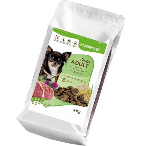 Lecker.Pet® | 3 x 4 kg Josie's Adult Lamm & Reis Hunde Trockenfutter Vollnahrung | Glutenfreies Hundefutter | Trockenvollnahrung für Erwachsene Hunde | Nährstoffreiche Proteinquelle von Lyra Pet