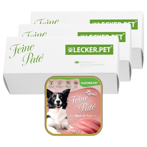 Lecker.Pet® | 33 x 150 g Luna's Feine Paté Reich an Pute Hunde Nassfutter | Hochwertiges Hundefutter | Natürlich & ohne Zuckerzusätze | Reich an Proteinen & Mineralien | Getreidefrei & Glutenfrei von Lyra Pet