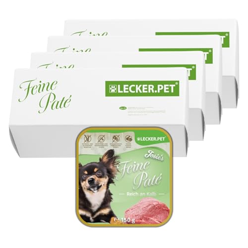 Lecker.Pet® | 44 x 150 g Josie's Feine Paté Reich an Kalb Hunde Nassfutter | Hochwertiges Hundefutter | Natürlich & ohne Zuckerzusätze | Reich an Proteinen & Fleisch | Getreidefrei & Glutenfrei von Lyra Pet