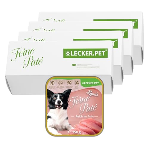 Lecker.Pet® | 44 x 150 g Luna's Feine Paté Reich an Pute Hunde Nassfutter | Hochwertiges Hundefutter | Natürlich & ohne Zuckerzusätze | Reich an Proteinen & Mineralien | Getreidefrei & Glutenfrei von Lyra Pet