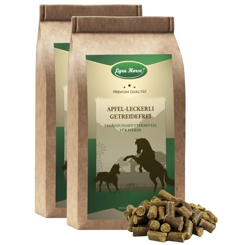 Lyra Horse® | 10 kg Apfel Leckerli Pferdefutter | Snacks aus Weizen, Hafer & Apfel | Ausgewogene Nährstoffquelle | Nährstoffreiche Leckerlis für alle Pferde | Reich an Ballaststoffen & Vitaminen von Lyra Pet