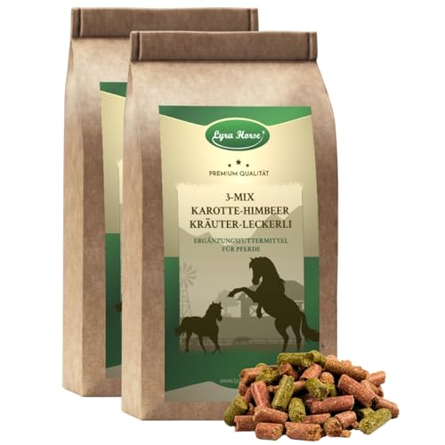 Lyra Horse® | 10 kg Karotte-Himbeer-Kräuter Leckerli Pferdefutter | Fruchtige Snacks für Pferde | Ausgewogene Nährstoffquelle | Vitaminreiche Belohnung | Reich an Ballaststoffen & Calcium von Lyra Pet