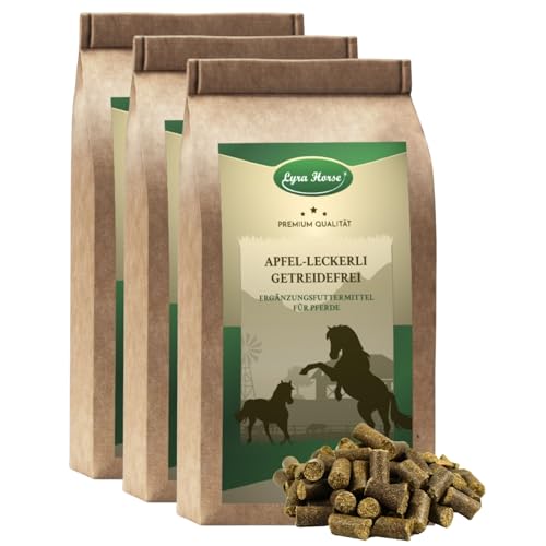 Lyra Horse® | 15 kg Apfel Leckerli Pferdefutter | Snacks aus Weizen, Hafer & Apfel | Ausgewogene Nährstoffquelle | Nährstoffreiche Leckerlis für alle Pferde | Reich an Ballaststoffen & Vitaminen von Lyra Pet