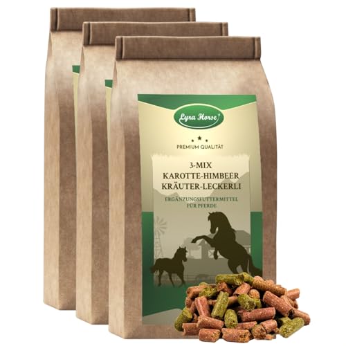 Lyra Horse® | 15 kg Karotte-Himbeer-Kräuter Leckerli Pferdefutter | Fruchtige Snacks für Pferde | Ausgewogene Nährstoffquelle | Vitaminreiche Belohnung | Reich an Ballaststoffen & Calcium von Lyra Pet