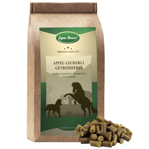 Lyra Horse® | 5 kg Apfel Leckerli Pferdefutter | Snacks aus Weizen, Hafer & Apfel | Ausgewogene Nährstoffquelle | Nährstoffreiche Leckerlis für alle Pferde | Reich an Ballaststoffen & Vitaminen von Lyra Pet