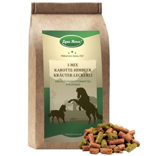 Lyra Horse® | 5 kg Karotte-Himbeer-Kräuter Leckerli Pferdefutter | Fruchtige Snacks für Pferde | Ausgewogene Nährstoffquelle | Vitaminreiche Belohnung | Reich an Ballaststoffen & Calcium von Lyra Pet