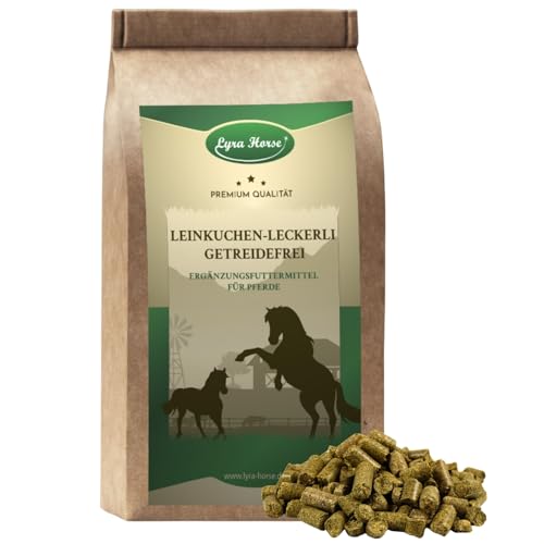 Lyra Horse® | 5 kg Leinkuchen Leckerli getreidefrei Pferdefutter | Snacks aus Sonnenblumenfasern & Leinkuchen | Ausgewogene Nährstoffquelle | Leckerlis für alle Pferde | Reich an Ballaststoffen von Lyra Pet