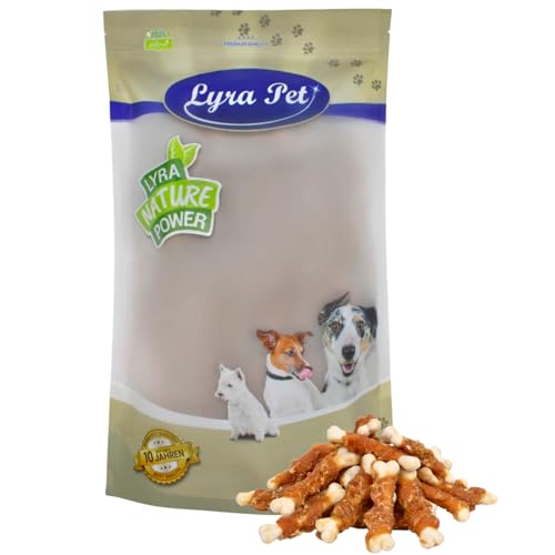 Lyra Pet® 1 kg Calciumknochen mit Hühnerbruststreifen | Kausnack vom Huhn | Leckerli für alle Hunde | Fettarmes Hundefutter | Idealer Belohnungs- und Trainingssnack | Wiederverschließbar von Lyra Pet