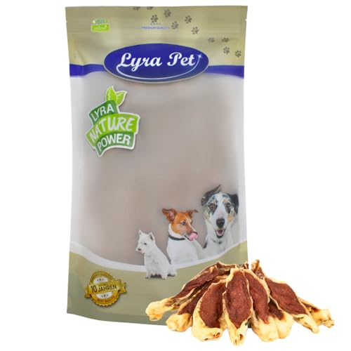 Lyra Pet® 1 kg Kaninchenohren gefüllt mit Huhn | Geschmackvoller Kausnack | Leckerli auch für Welpen und ältere Hunde | Weicher Kaugenuss | Fettarmes Hundefutter | Wiederverschließbar von Lyra Pet