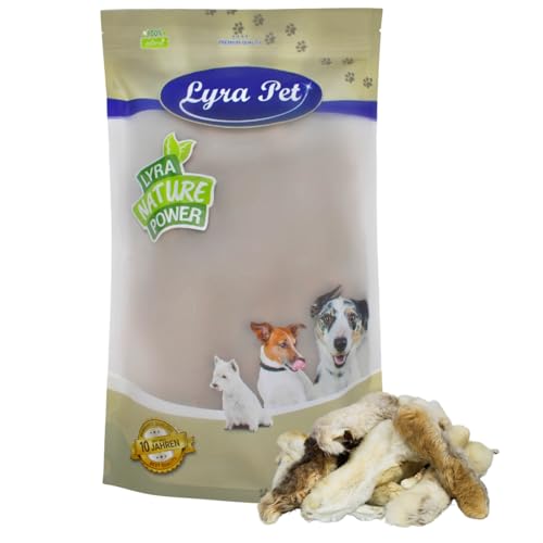 Lyra Pet® 1 kg Kaninchenpfoten mit Fell | Naturbelassener Kausnack | Proteinreiches Leckerli für Hunde | Nährstoffreich & darmreinigend | Langanhaltender Kaugenuss | Schonend getrocknet von Lyra Pet