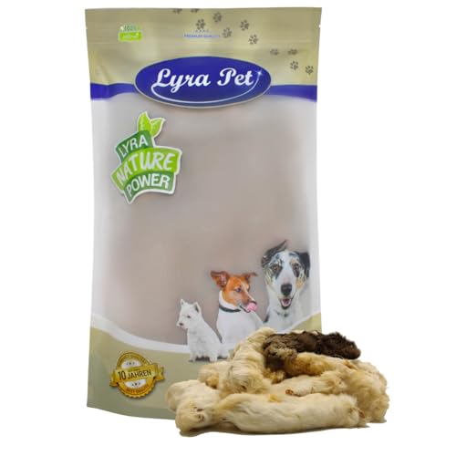 Lyra Pet® 1 kg Kaninchenpfoten mit Fell getrocknet Hase Pfote Lauf Kausnack Kauartikel Leckerli Kauspaß Belohnung Hundefutter Hund von Lyra Pet