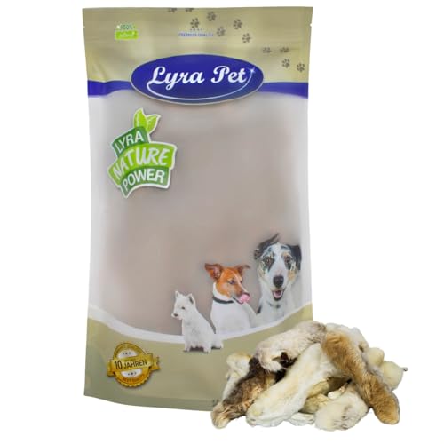 Lyra Pet® 1 kg Kaninchenpfoten mit Fell getrocknet Hase Pfote Lauf Kausnack Kauartikel Leckerli Kauspaß Belohnung Hundefutter Hund von Lyra Pet