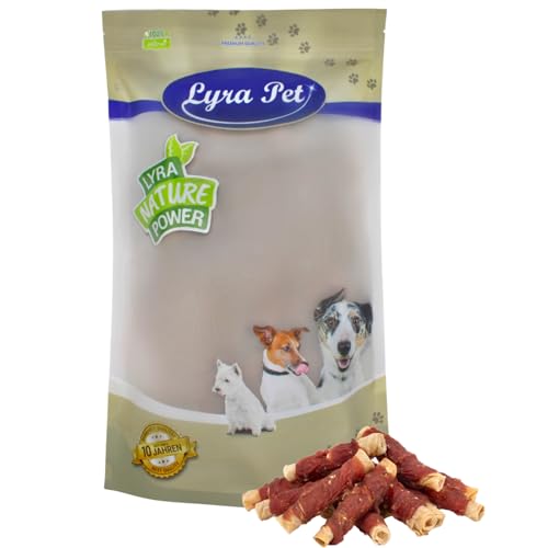 Lyra Pet® 1 kg Kaurollen mit Entenbrust Natur | Kausnack zahnreinigend | Leckerli für alle Hunde | Kaugenuss aus Rind & Ente | Fettarmes Hundefutter | Gut bekömmlich | Wiederverschließbar von Lyra Pet