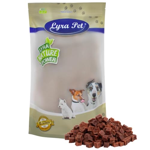 Lyra Pet® 1 kg Rindfleischwürfel | Kausnack vom Rind | Idealer Belohnungs- und Trainingssnack | Leckerli auch für Welpen und ältere Hunde | Proteinreich & fettarm | Wiederverschließbar von Lyra Pet