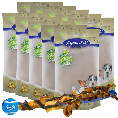 Lyra Pet® 10 Kopfhautstangen mit Pansen 70cm Kaustange Hundefutter +Ballschleuder von Lyra Pet