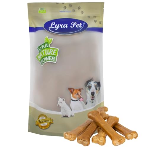 Lyra Pet® 10 STK. Kauknochen ca. 25 cm | Naturbelassener Kausnack | Proteinreicher Hundeknochen zur Zahnreinigung | Langer Kaugenuss aus Rinderhaut | Nährstoffreich | Fettarmer Kauartikel von Lyra Pet