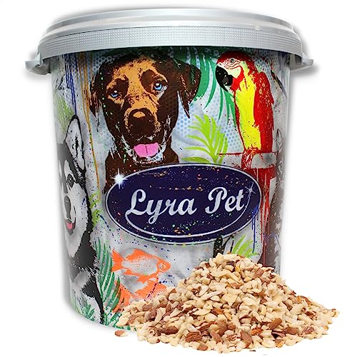 Lyra Pet® | 10 kg Erdnusskerne Gehackt mit Haut + 30 L Tonne | Für Kleine Vögel & Jungtiere | Gehackte Erdnüsse | Ganzjahres Wildvogelfutter | Ballaststoffreiches Vogelfutter | Energie für Wildvögel von Lyra Pet