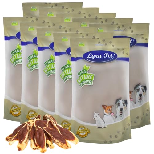 Lyra Pet® 10 kg Kaninchenohren gefüllt mit Ente | Geschmackvoller Kausnack | Leckerli auch für Welpen und ältere Hunde | Weicher Kaugenuss | Fettarmes Hundefutter | Wiederverschließbar von Lyra Pet