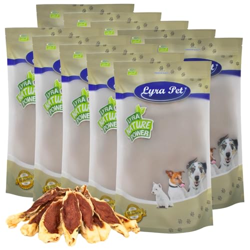 Lyra Pet® 10 kg Kaninchenohren gefüllt mit Huhn | Geschmackvoller Kausnack | Leckerli auch für Welpen und ältere Hunde | Weicher Kaugenuss | Fettarmes Hundefutter | Wiederverschließbar von Lyra Pet