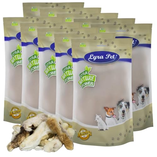 Lyra Pet® 10 kg Kaninchenpfoten mit Fell | Naturbelassener Kausnack | Proteinreiches Leckerli für Hunde | Nährstoffreich & darmreinigend | Langanhaltender Kaugenuss | Schonend getrocknet von Lyra Pet