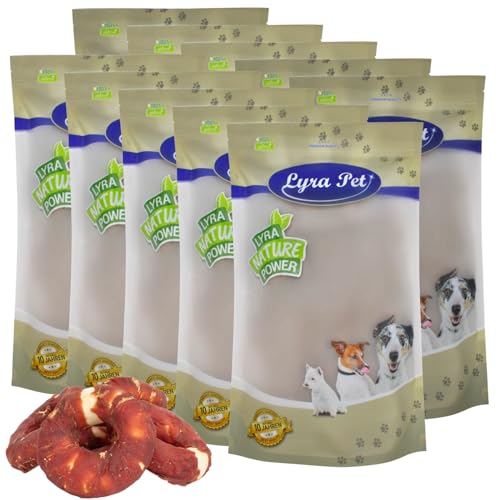 Lyra Pet® 10 kg Kauringe mit Entenbruststreifen | Fettarmer Kausnack | Leckerli aus Rind & Ente für Hunde | Langer Kaugenuss | Gut verträgliches Hundefutter | Wiederverschließbarer Beutel von Lyra Pet