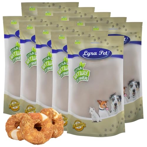 Lyra Pet® 10 kg Kauringe mit Hühnerbruststreifen | Fettarmer Kausnack | Leckerli aus Rind & Huhn für Hunde | Langer Kaugenuss | Gut verträgliches Hundefutter | Wiederverschließbarer Beutel von Lyra Pet