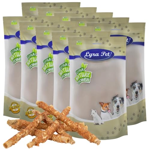 Lyra Pet® 10 kg Kaurollen mit Hühnerbrust ca. 30-34 cm | Kausnack zahnreinigend | Leckerli aus Rind & Huhn | Langer Kaugenuss | Fettarm | Wiederverschließbar | Getrockneter Kauartikel für Hunde von Lyra Pet