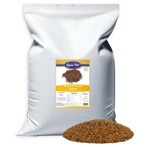 Lyra Pet® 10 kg Leinsamen | Reich an Omega-3-Fettsäuren & Ballaststoffen & Proteinen | Ergänzungsfutter für Wildvögel & Kleinnager | Nährstoffreiches, Ganzjähriges Vogelfutter | Ideal für Streufutter von Lyra Pet