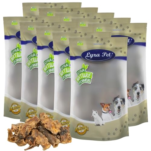 Lyra Pet® 10 kg Ochsenziemer Abschnitte 4-12 cm | Naturbelassener Kausnack zahnpflegend | Proteinhaltiges Leckerli für alle Hunde | Verträglicher & nährstoffreicher Kauartikel | Getrocknet von Lyra Pet