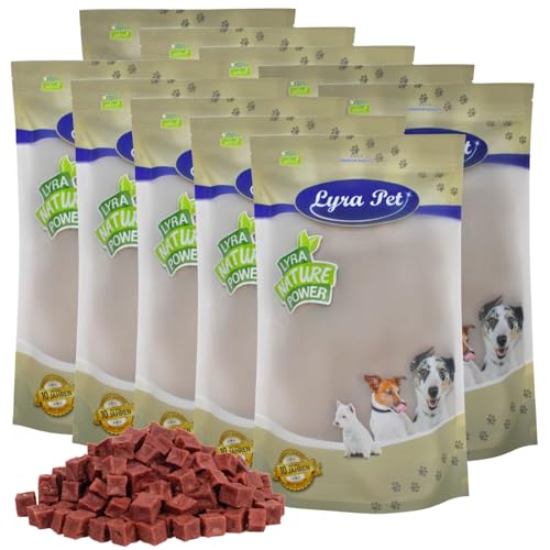 Lyra Pet® 10 kg Pferdefleischwürfel | Kausnack vom Pferd | Idealer Belohnungs- und Trainingssnack | Leckerli auch für Welpen und ältere Hunde | Proteinreich & fettarm | Wiederverschließbar von Lyra Pet