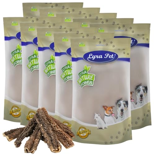 Lyra Pet® 10 kg Rinderpansen 12-15 cm | Naturbelassener Kausnack | Proteinhaltiges Leckerli auch für Welpen und ältere Hunde | Nährstoffreich | Schonend getrocknet | Gut verträglich von Lyra Pet