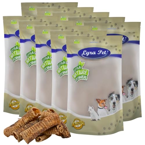 Lyra Pet® 10 kg Rinderstrossen ca. 12-15 cm | Naturbelassener Kausnack zahnreinigend | Leckerli für alle Hunde | Langer Kaugenuss mit viel Proteinen | Schonend getrocknet | Nährstoffreich von Lyra Pet