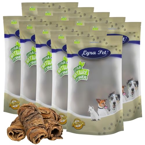 Lyra Pet® 10 kg Wraps aus Rinderlunge und Strossen | Naturbelassener Kausnack zahnreinigend | Schmackhafter Kaugenuss | Proteinhaltiges fettarmes Leckerli | Nährstoffquelle für Hunde von Lyra Pet