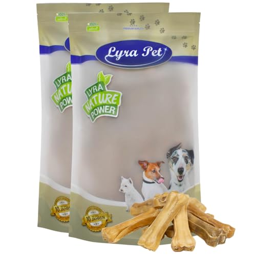 Lyra Pet® 100 STK. Kauknochen aus Rind ca. 10 cm | Naturbelassener Kausnack | Proteinreicher Hundeknochen zur Zahnreinigung | Langer Kaugenuss aus Rinderhaut | Nährstoffreich | Fettarmer Kauartikel von Lyra Pet