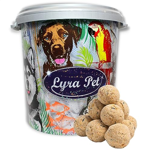 Lyra Pet® | 100 Basic Meisenknödel ohne Netz à 90 g = 9 kg in 30 L Tonne | Mineralstoffreiches Wildvogelfutter | Vogelfutter Ganzjährig | Energiespender für Wildvögel | Nährstoffreich & Fetthaltig von Lyra Pet