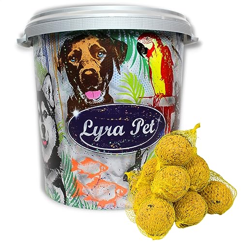 Lyra Pet® | 100 Stk. Basic Meisenknödel mit Netz + 30 L Tonne | Mineralstoffreiches Wildvogelfutter | Klassisches Vogelfutter Sommer & Winter | Wertvoller Energiespender für Wildvögel | Nährstoffreich von Lyra Pet