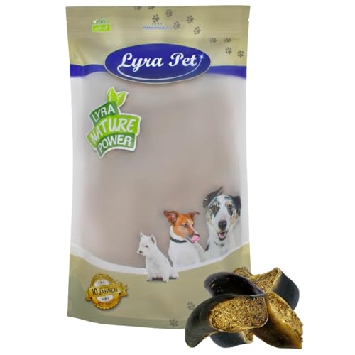 Lyra Pet® 15 STK. Rinderhufe gefüllt mit Pansen und Leber je ca. 120 g + Tennis Ball | Naturbelassener Kausnack | Ideal für die Zahnpflege | Leckerli für Hunde | Gut verdaulicher Kauartikel von Lyra Pet