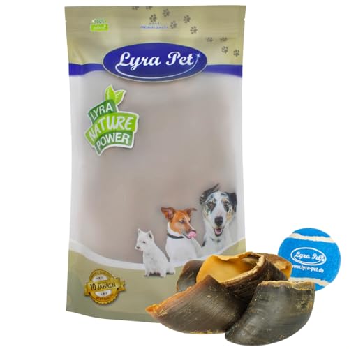 Lyra Pet® 15 STK. Rinderhufe je ca. 80 g + Tennis Ball | Naturbelassener Kausnack | Ideal für die Zahnpflege | Leckerli für Hunde | Gut verdaulicher Kauartikel | Proteinhaltiges fettarmes Hundefutter von Lyra Pet