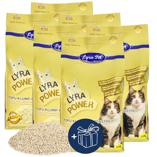 Lyra Pet® | 15 kg Tofu Katzenstreu + Geschenk | Parfümfreie Klumpstreu | 300% Saugkraft | Umweltfreundliches Naturprodukt aus Erbsenprotein | Auch für empfindliche Katzen | Für eine saubere Wohnung von Lyra Pet