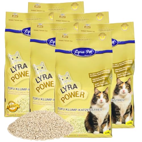 Lyra Pet® | 15 kg Tofu Katzenstreu | Parfümfreie Klumpstreu | 300% Saugkraft | Umweltfreundliches Naturprodukt aus Erbsenprotein | Auch für empfindliche Katzen | Staubfrei für eine saubere Wohnung von Lyra Pet