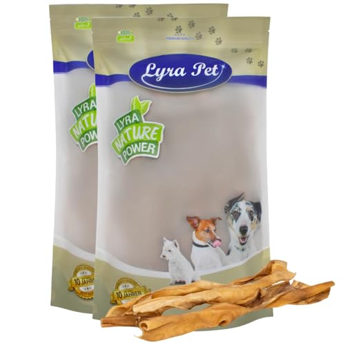 Lyra Pet® 2 x 10 STK. Rinderkopfhautstangen ca. 50 cm | Naturbelassener Kausnack | Proteinreiche Kaustange zur Zahnreinigung | Langer Kaugenuss aus Rinderhaut | Kauartikel für Hunde von Lyra Pet