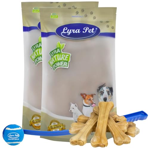 Lyra Pet® | 20 STK. Kauknochen ca. 21 cm + Ballschleuder | Naturbelassener Kausnack | Proteinreicher Hundeknochen zur Zahnreinigung | Langer Kaugenuss aus Rinderhaut | Fettarmer Kauartikel von Lyra Pet